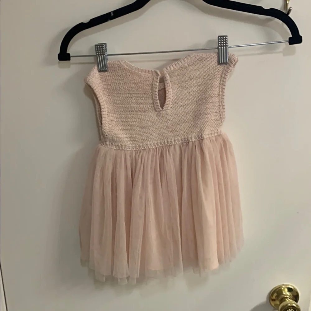 First Impressions Beautiful Pink Knit and Tulle Baby Dress in Sz 18 mos